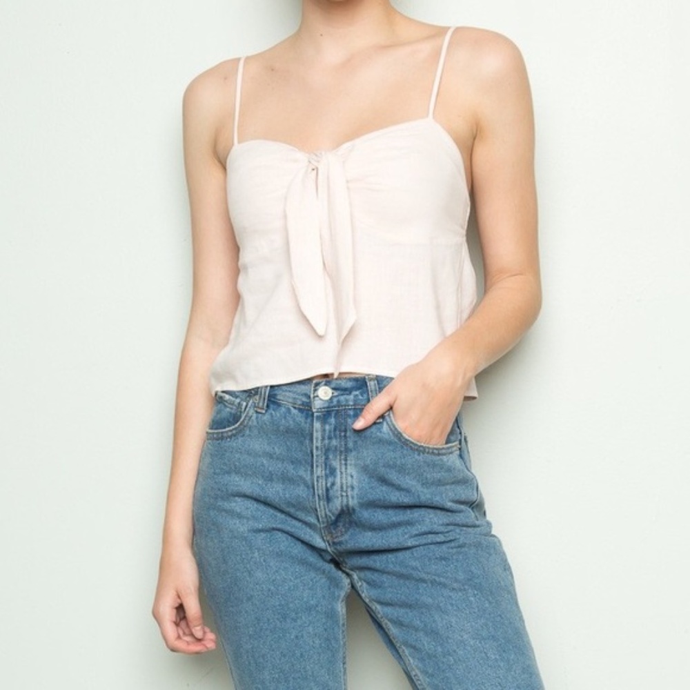 Brandy Melville White Cream Sasha Tie Tank Top One Size